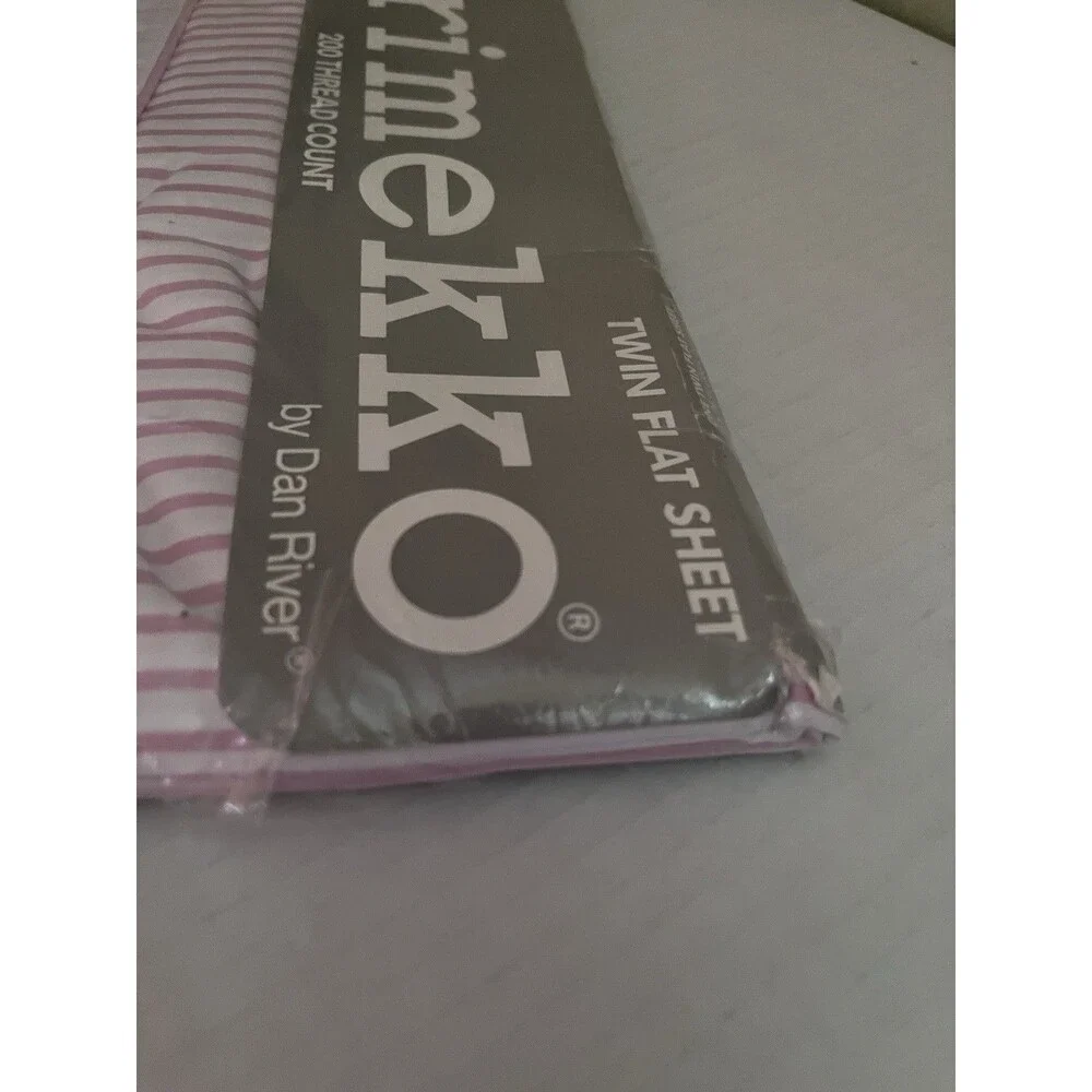 Vtg New in Package Marimekko Dan River Mauve Pink Striped Twin Flat Sheet Only